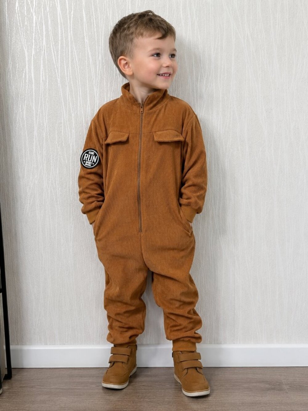 Toddler Brown Corduroy Fleece Lined Jumpsuit One Piece 2-3Y